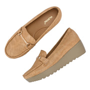 Women Textured Stylish Loafers (W-MT-41-TAN)