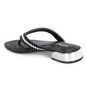 Women Beaded Thong Sandals (W-MT-42-BLACK)