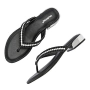 Women Beaded Thong Sandals (W-MT-42-BLACK)