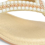 Women Beaded Thong Sandals (W-MT-42-GOLDEN)