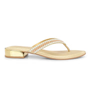Women Beaded Thong Sandals (W-MT-42-GOLDEN)