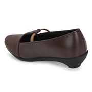 Women Textured Kitten-Wedge Pumps (W-MT-45-BROWN)