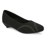 Women Contrast-Stitch Pointed Pumps (W-MT-46-BLACK)