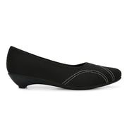 Women Contrast-Stitch Pointed Pumps (W-MT-46-BLACK)