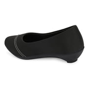 Women Contrast-Stitch Pointed Pumps (W-MT-46-BLACK)