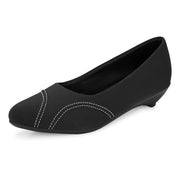 Women Contrast-Stitch Pointed Pumps (W-MT-46-BLACK)