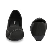 Women Contrast-Stitch Pointed Pumps (W-MT-46-BLACK)