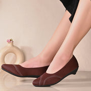 Women Contrast-Stitch Pointed Pumps (W-MT-46-BROWN)