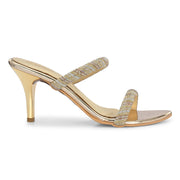 Women Dual-Strap Stiletto Sandals (W-MT-48-GOLDEN)
