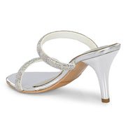 Women Dual-Strap Stiletto Sandals (W-MT-48-SILVER)