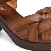 Women Knot Strap Block Heel Sandals (W-MT-50-TAN)