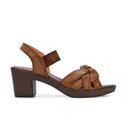 Women Knot Strap Block Heel Sandals (W-MT-50-TAN)