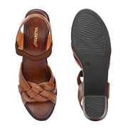 Women Knot Strap Block Heel Sandals (W-MT-50-TAN)