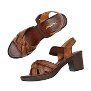 Women Knot Strap Block Heel Sandals (W-MT-50-TAN)