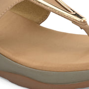 Women Beige Wedge Comfort Sandals (W-MT-52-BEIGE)