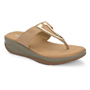Women Beige Wedge Comfort Sandals (W-MT-52-BEIGE)