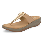 Women Beige Wedge Comfort Sandals (W-MT-52-BEIGE)