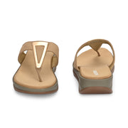 Women Beige Wedge Comfort Sandals (W-MT-52-BEIGE)