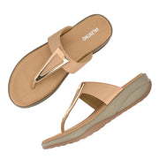 Women Beige Wedge Comfort Sandals (W-MT-52-BEIGE)