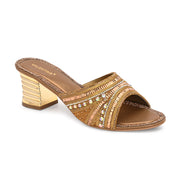 Women Embellished Open-Toe Heeled Sandals (W-MT-54-ANTIQUE-GOLD)