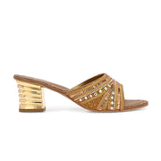 Women Embellished Open-Toe Heeled Sandals (W-MT-54-ANTIQUE-GOLD)