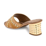 Women Embellished Open-Toe Heeled Sandals (W-MT-54-ANTIQUE-GOLD)