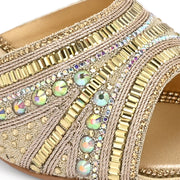 Women Embellished Open-Toe Heeled Sandals (W-MT-54-GOLDEN)