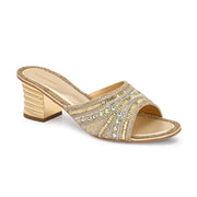 Women Embellished Open-Toe Heeled Sandals (W-MT-54-GOLDEN)