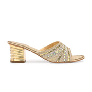 Women Embellished Open-Toe Heeled Sandals (W-MT-54-GOLDEN)