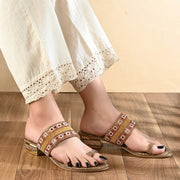 Women Embellished Toe-Ring Heeled Sandals (W-MT-55-ANTIQUE-GOLD)
