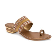 Women Embellished Toe-Ring Heeled Sandals (W-MT-55-ANTIQUE-GOLD)
