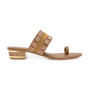 Women Embellished Toe-Ring Heeled Sandals (W-MT-55-ANTIQUE-GOLD)