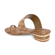 Women Embellished Toe-Ring Heeled Sandals (W-MT-55-ANTIQUE-GOLD)
