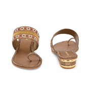 Women Embellished Toe-Ring Heeled Sandals (W-MT-55-ANTIQUE-GOLD)