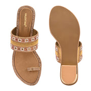 Women Embellished Toe-Ring Heeled Sandals (W-MT-55-ANTIQUE-GOLD)