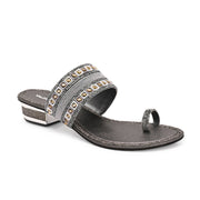 Women Embellished Toe-Ring Heeled Sandals (W-MT-55-GUNMETAL)