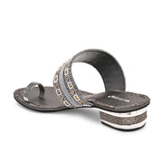 Women Embellished Toe-Ring Heeled Sandals (W-MT-55-GUNMETAL)