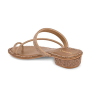 Women Embellished Toe-Ring Heeled Sandals (W-MT-56-ANTIQUE-GOLD)