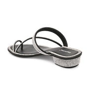 Women Embellished Toe-Ring Heeled Sandals (W-MT-56-BLACK)