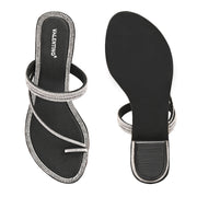 Women Embellished Toe-Ring Heeled Sandals (W-MT-56-BLACK)