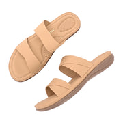 Women Double Strap Slides (W-MT-57-BEIGE)