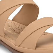 Women Double Strap Slides (W-MT-57-BEIGE)