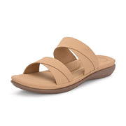 Women Double Strap Slides (W-MT-57-BEIGE)