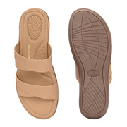 Women Double Strap Slides (W-MT-57-BEIGE)