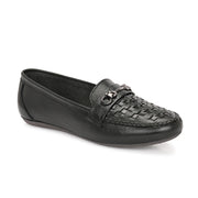 Women Premium Leather Laofers (W-MT-64-BLACK)