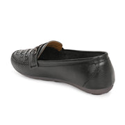 Women Premium Leather Laofers (W-MT-64-BLACK)