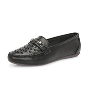 Women Premium Leather Laofers (W-MT-64-BLACK)