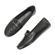 Women Premium Leather Laofers (W-MT-64-BLACK)