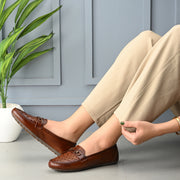Women Premium Leather Laofers (W-MT-64-TAN)
