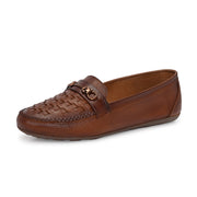 Women Premium Leather Laofers (W-MT-64-TAN)